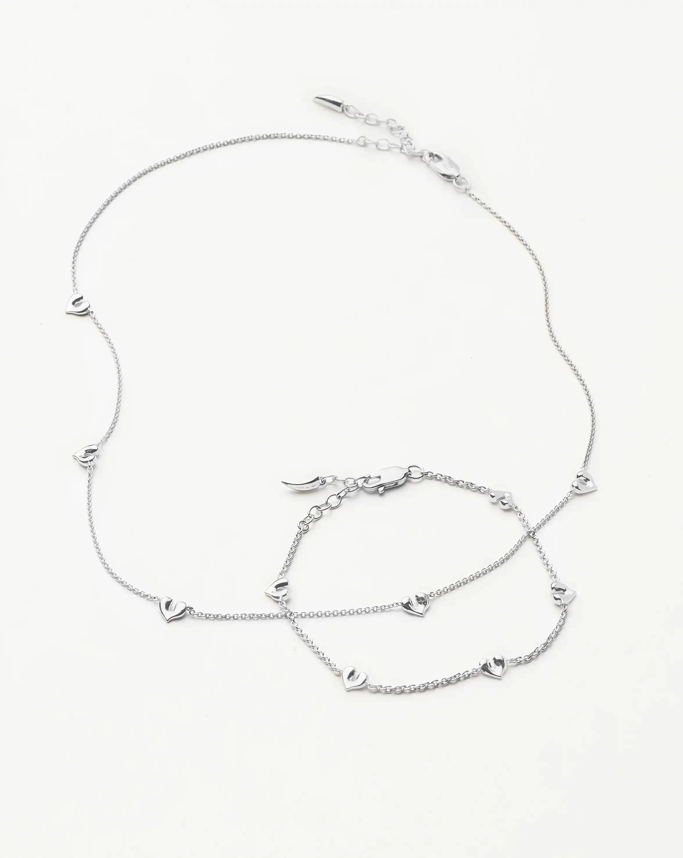 Molten Heart Mini Charm Choker & Bracelet Set | Sterling Silver - Image 4