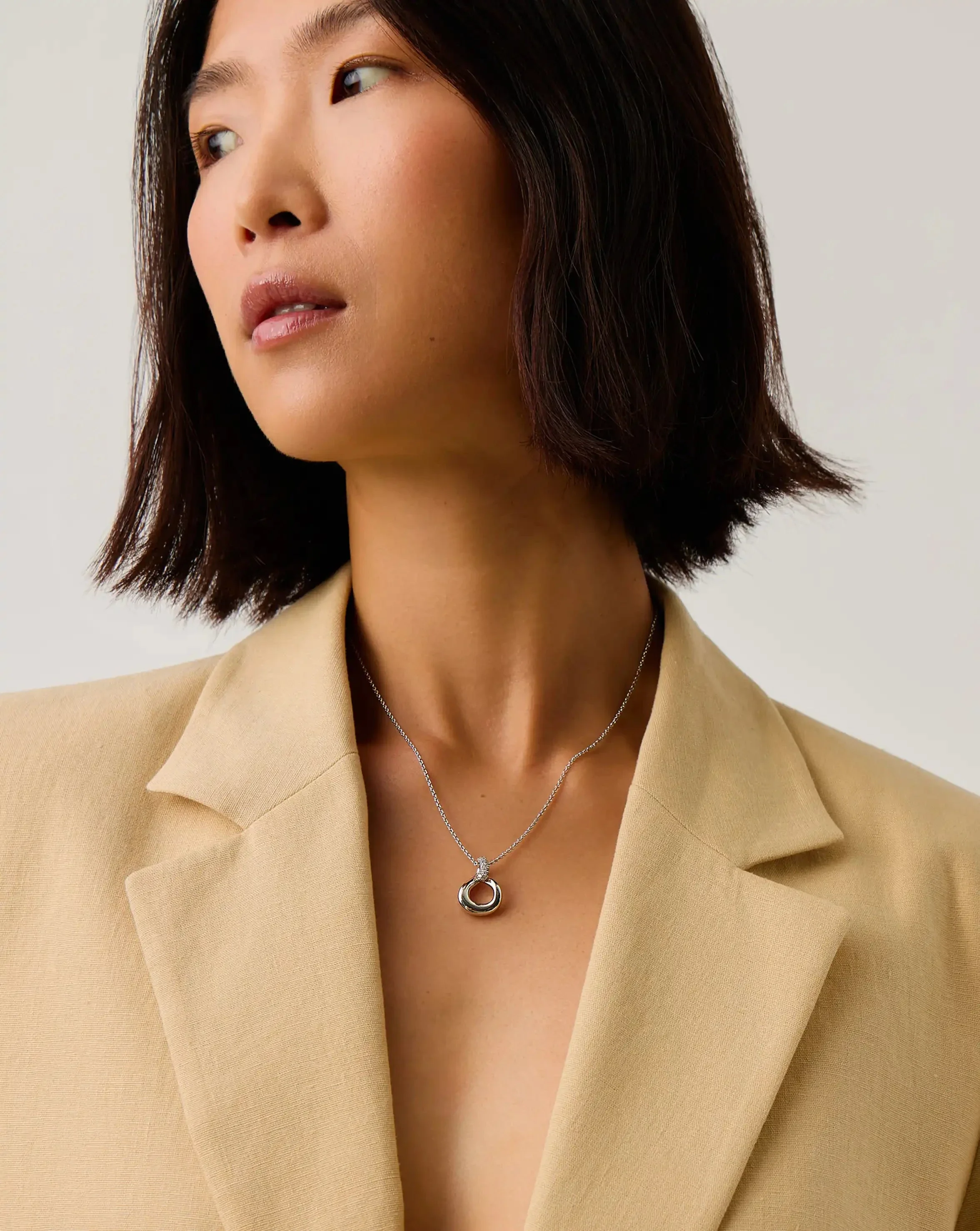Molten Snow Twisted Pendant Necklace | Silver Plated/Cubic Zirconia - Image 2