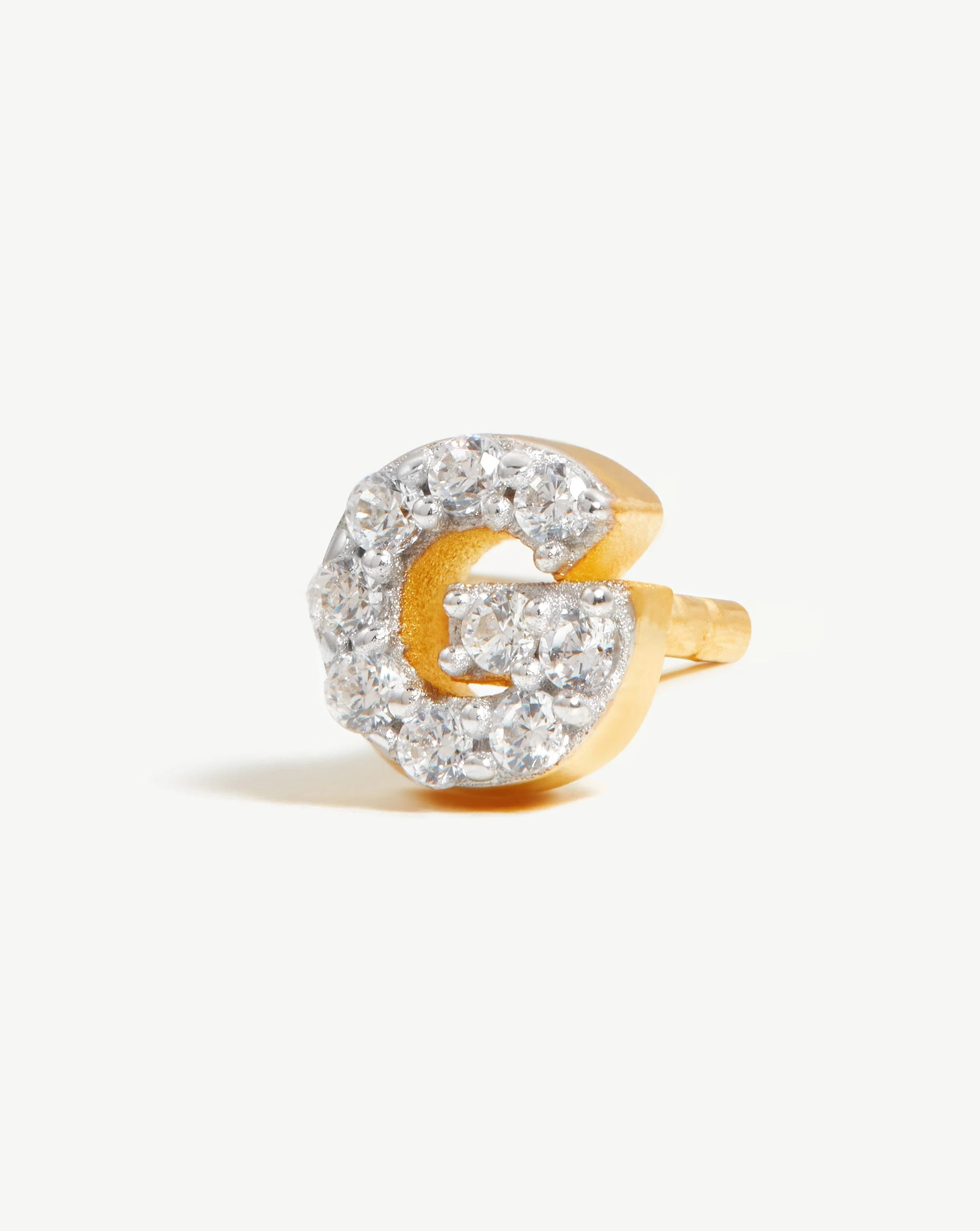 Pave Initial Single Stud Earring - Initial G | 18ct Gold Vermeil/Cubic Zirconia - Image 2