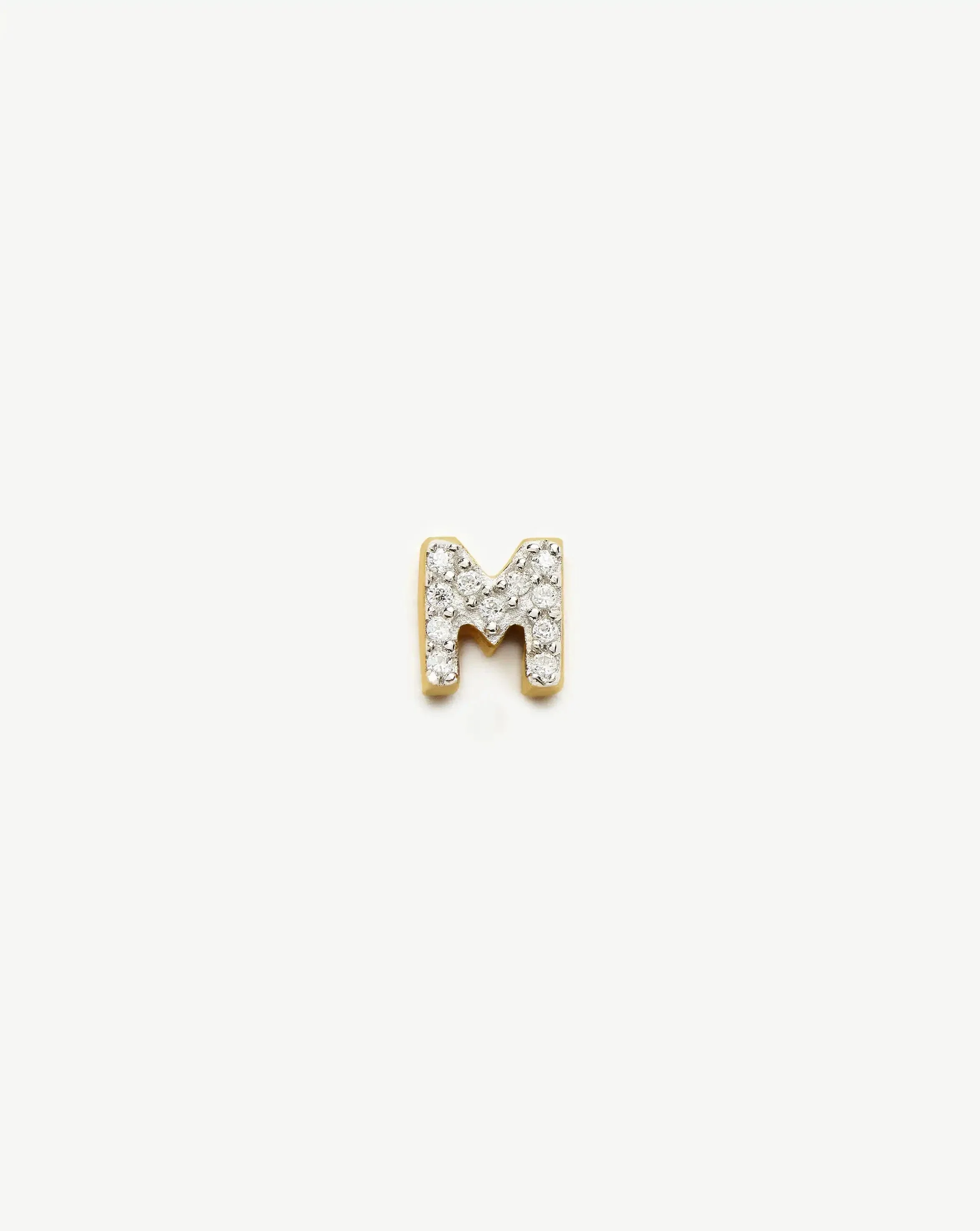 Pave Initial Single Stud Earring - Initial M | 18ct Gold Vermeil/Cubic Zirconia - Image 4