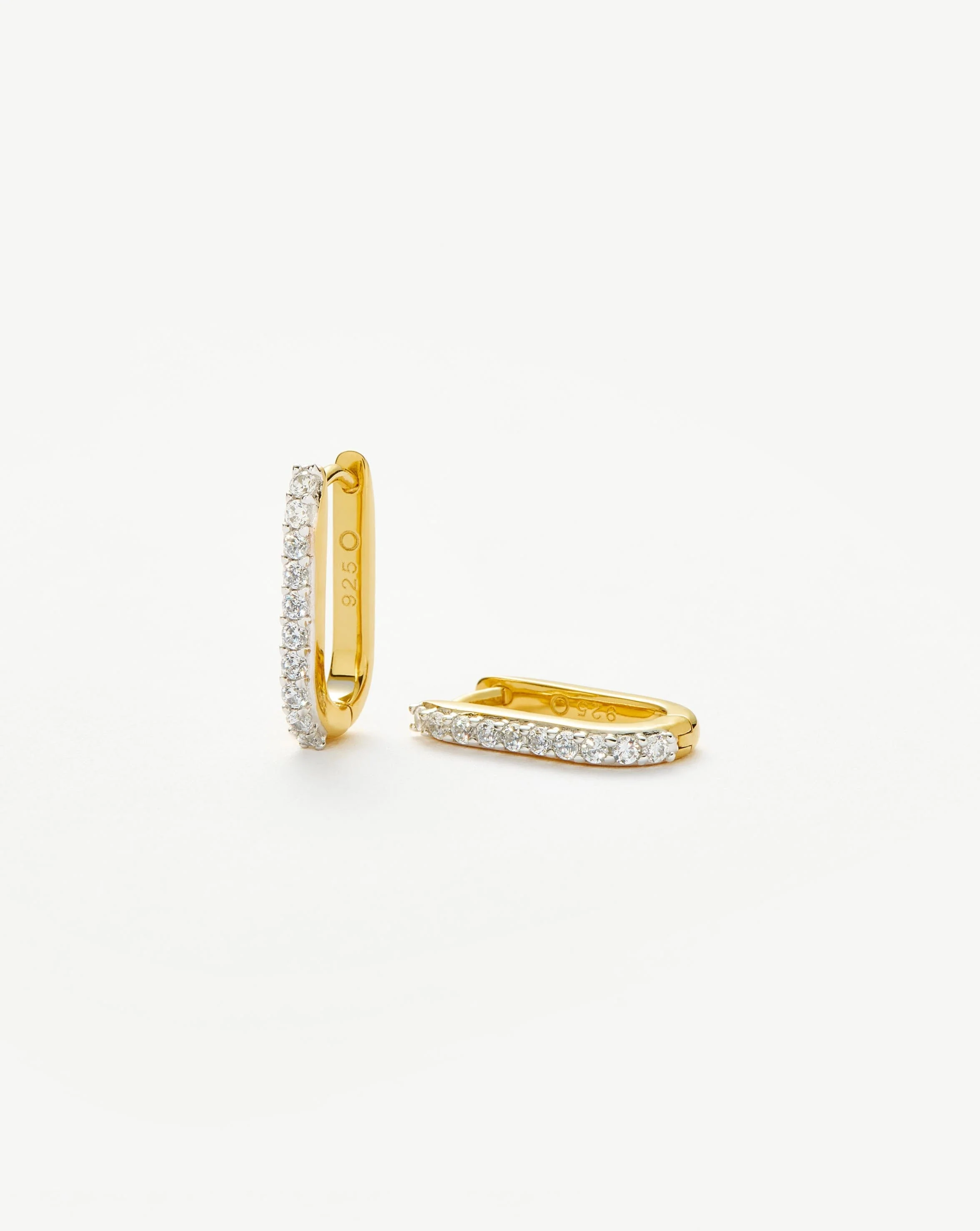 Pave Ovate Small Huggie Earrings | 18ct Recycled Gold Vermeil/Cubic Zirconia