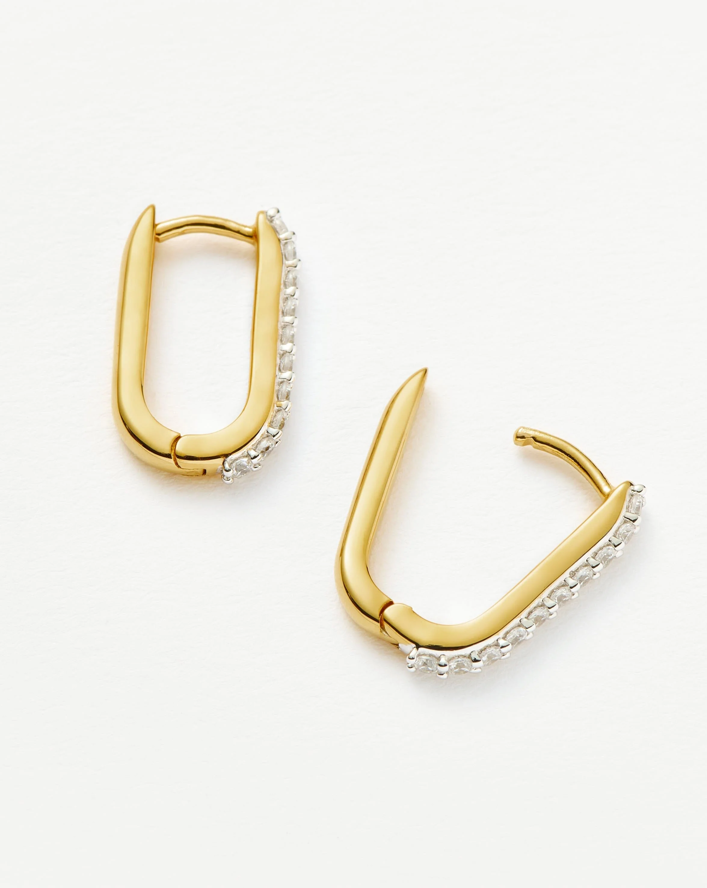 Pave Ovate Small Huggie Earrings | 18ct Recycled Gold Vermeil/Cubic Zirconia - Image 5