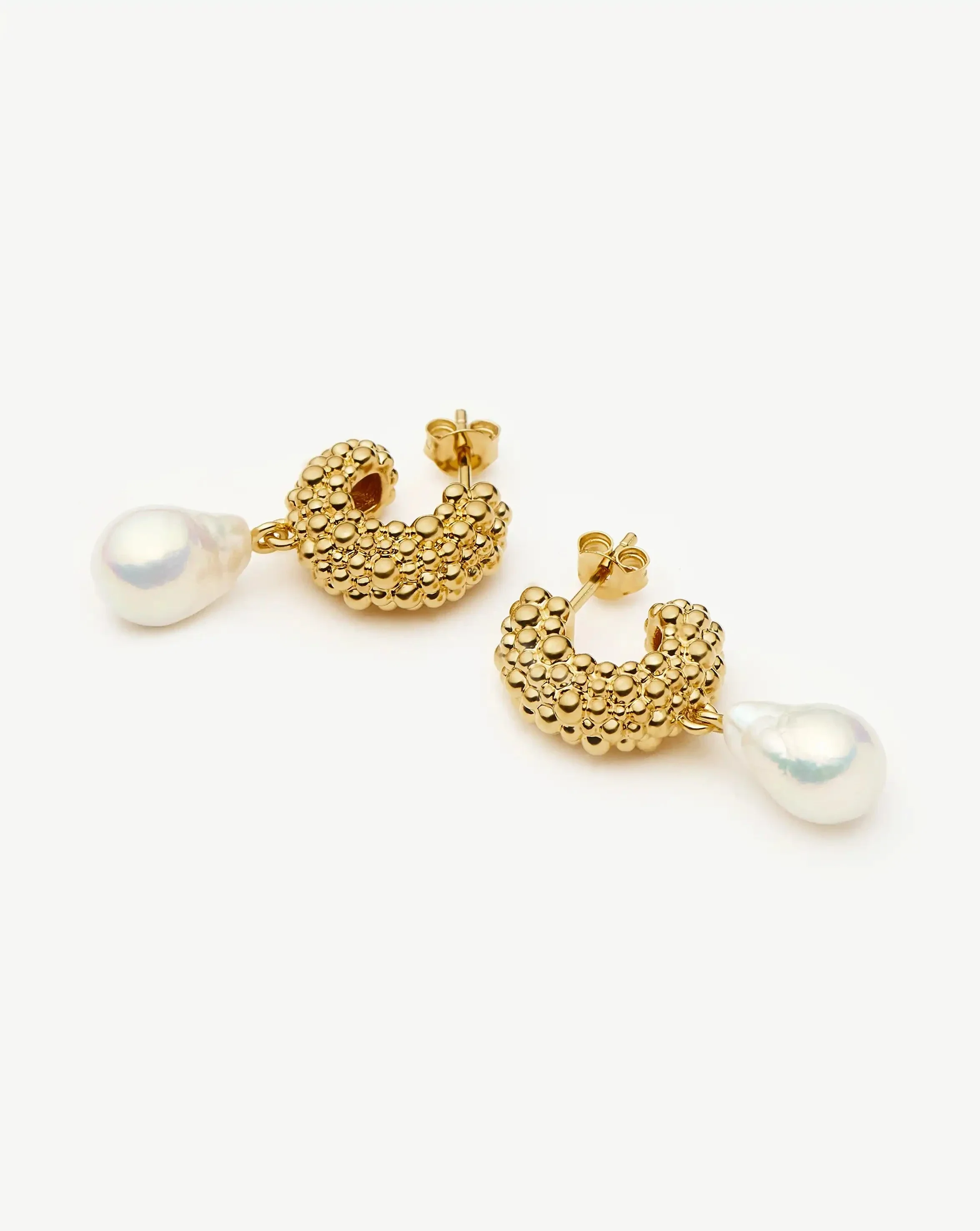 Pearl Baya Charm Hoop Earrings | 18ct Gold Plated/Pearl - Image 3