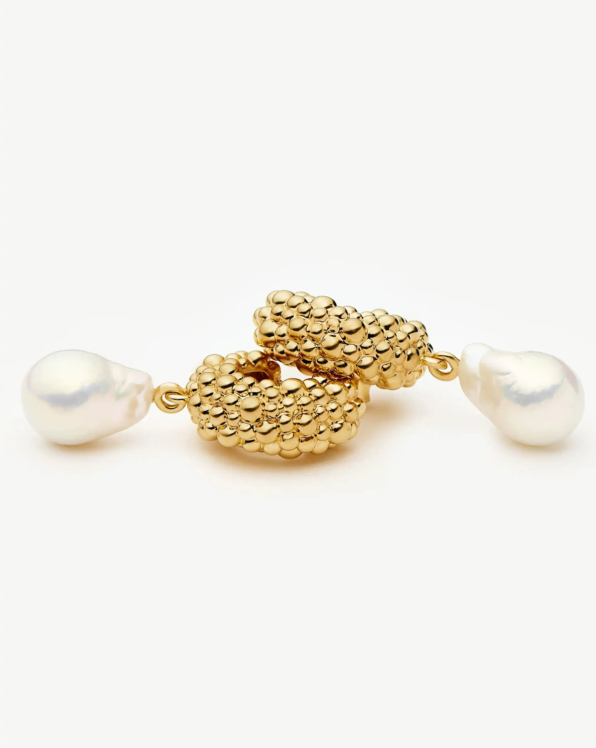 Pearl Baya Charm Hoop Earrings | 18ct Gold Plated/Pearl - Image 4