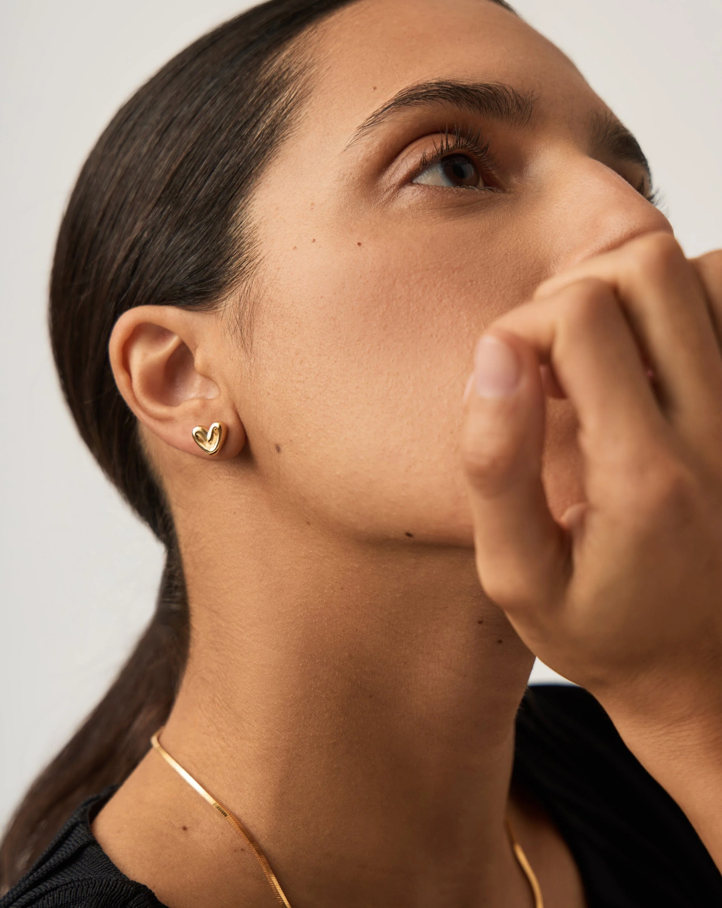 Puffy Heart Mini Stud Earrings | 18ct Gold Vermeil - Image 6