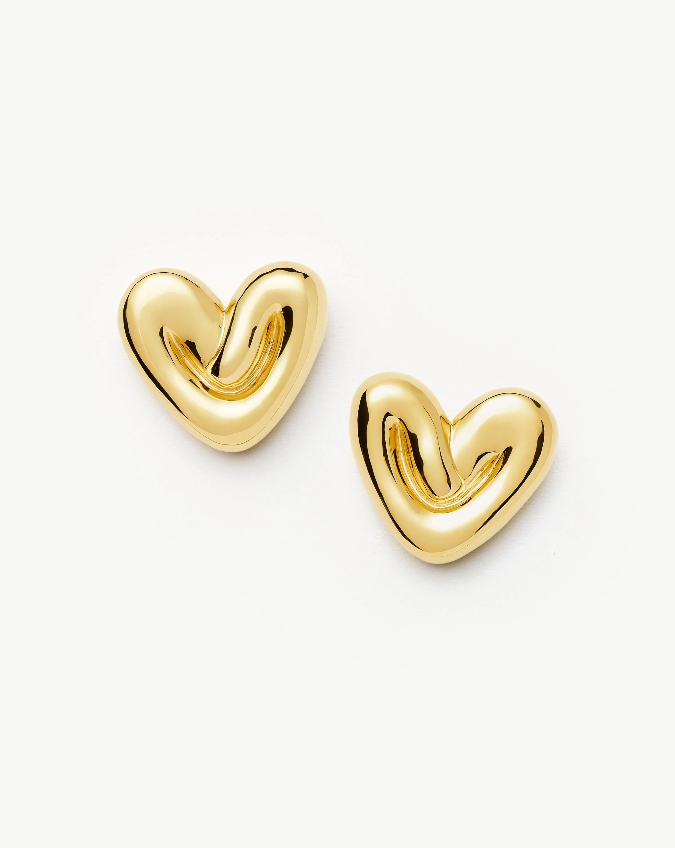 Puffy Heart Oversized Stud Earrings | 18ct Gold Plated - Image 5