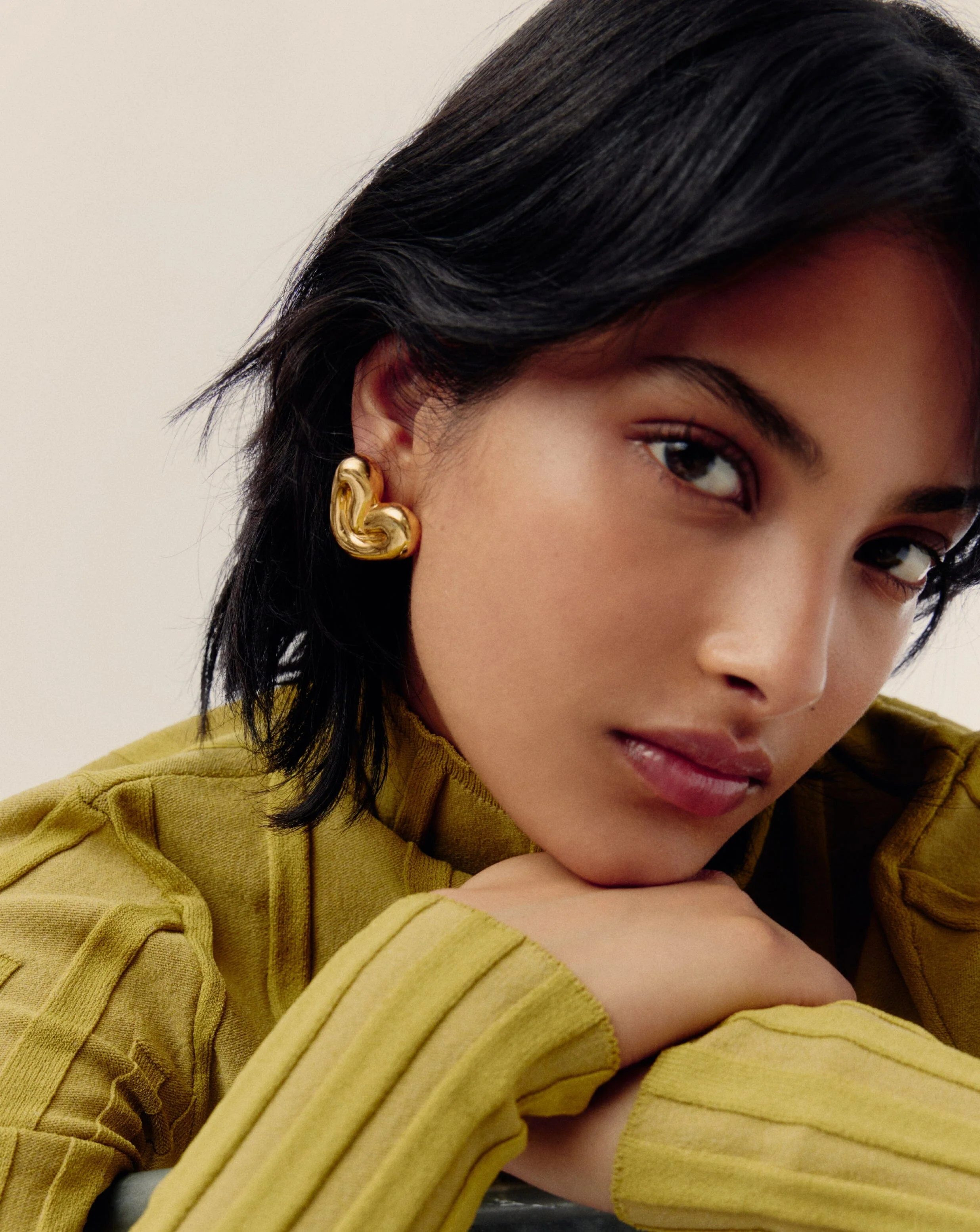Puffy Heart Oversized Stud Earrings | 18ct Gold Plated - Image 6