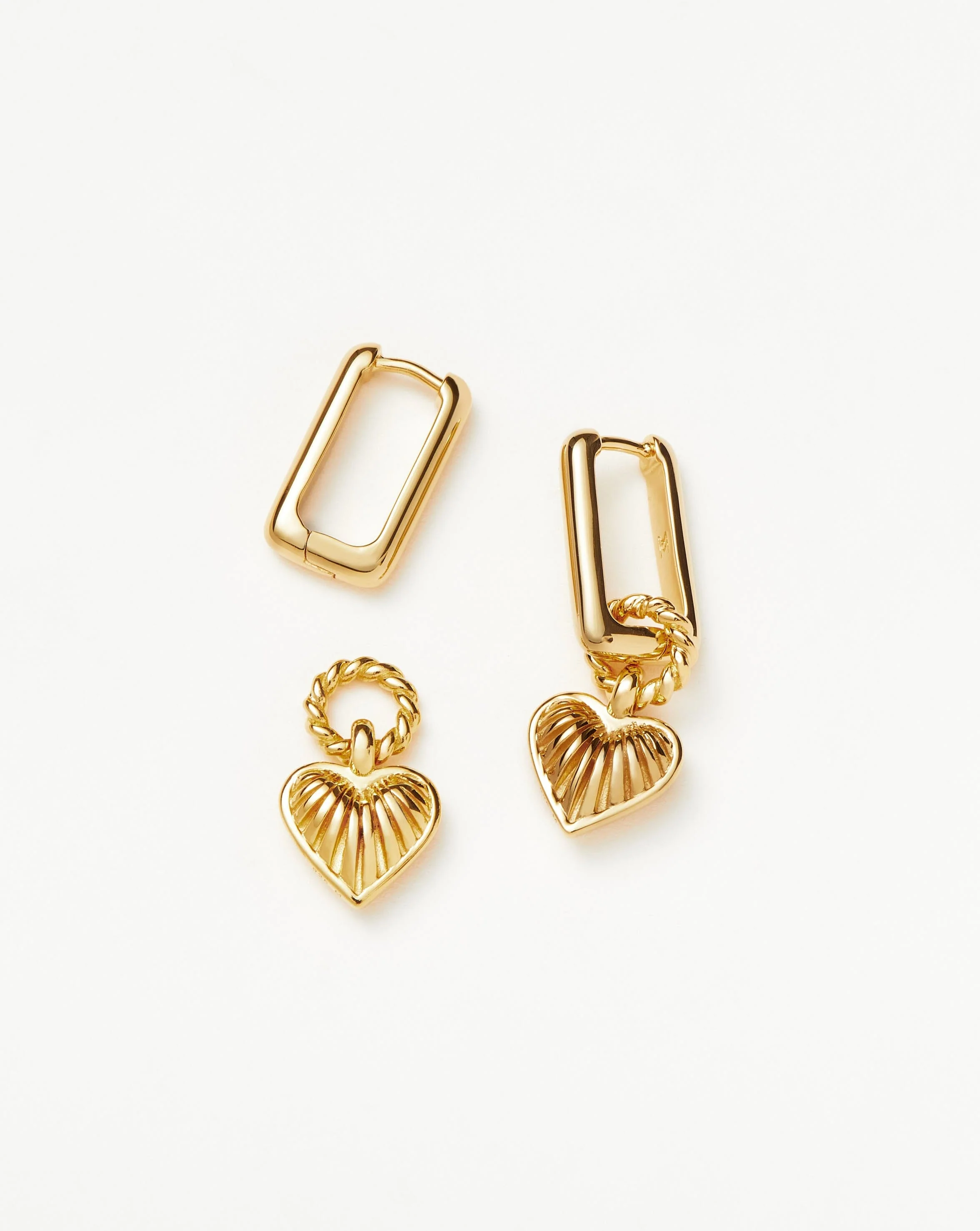 Ridge Heart Charm Earrings | 18ct Gold Vermeil - Image 4