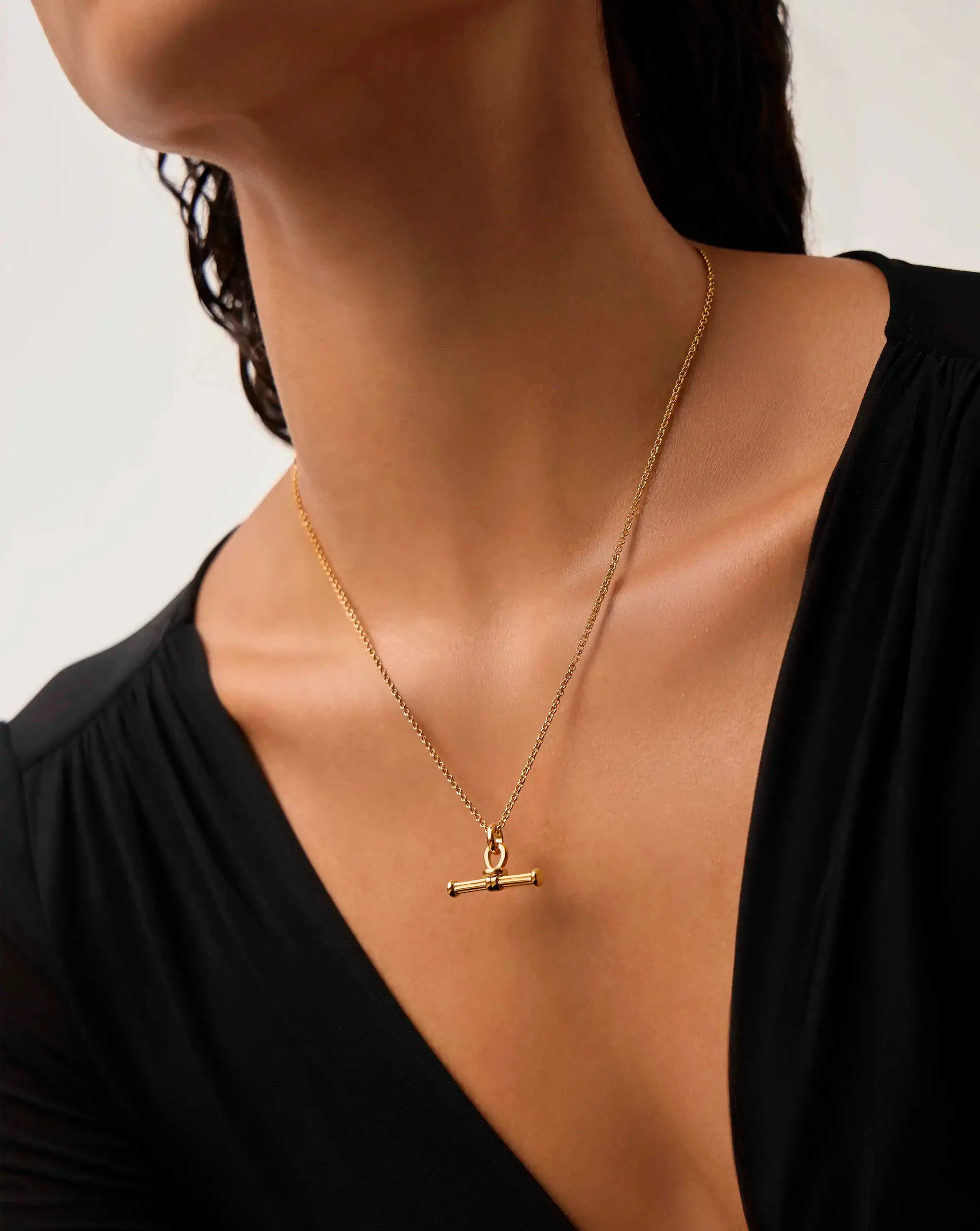 Ridge T-Bar Chain Necklace | 18ct Gold Plated - Image 2