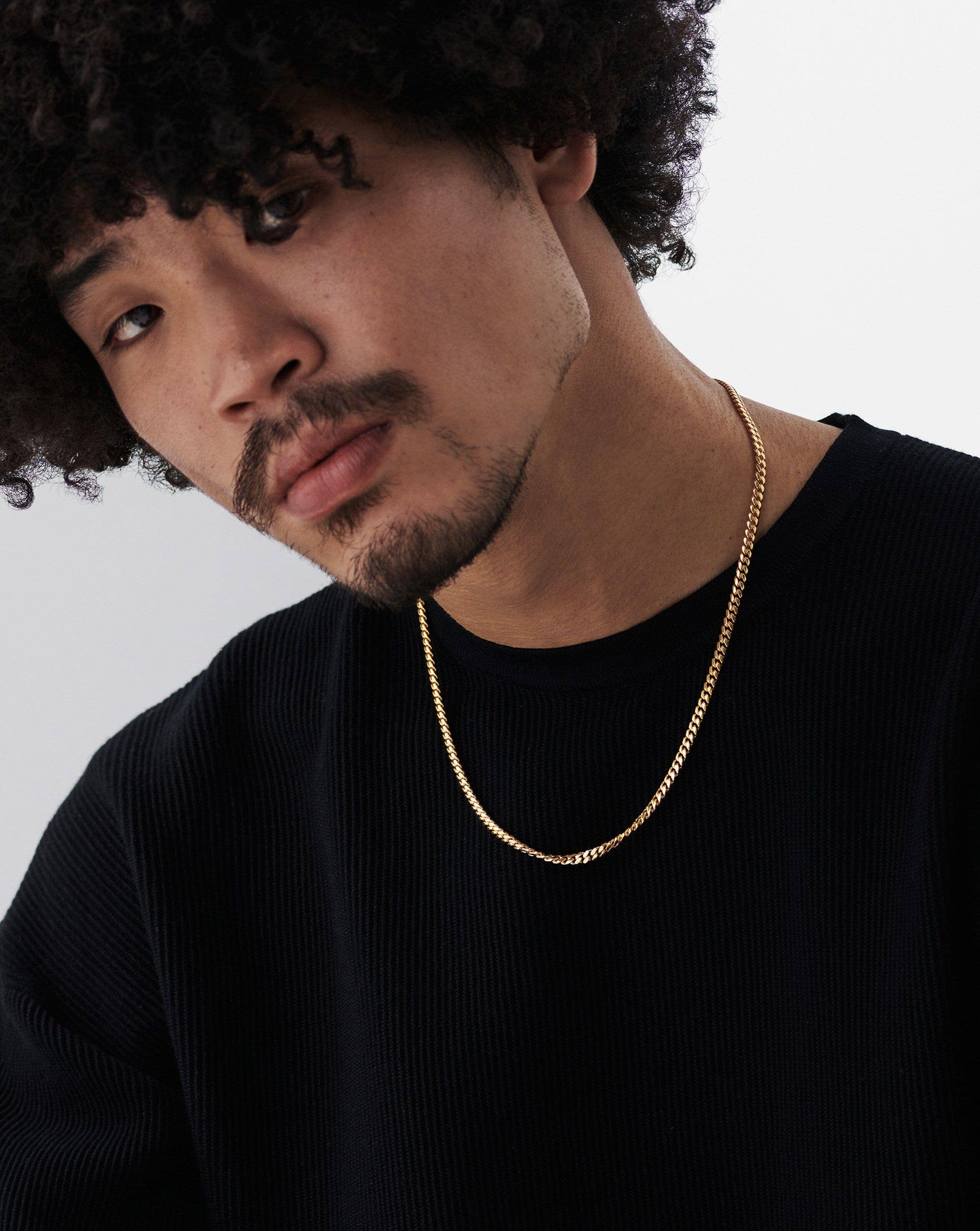 Mens Round Curb Chain Necklace - Image 2