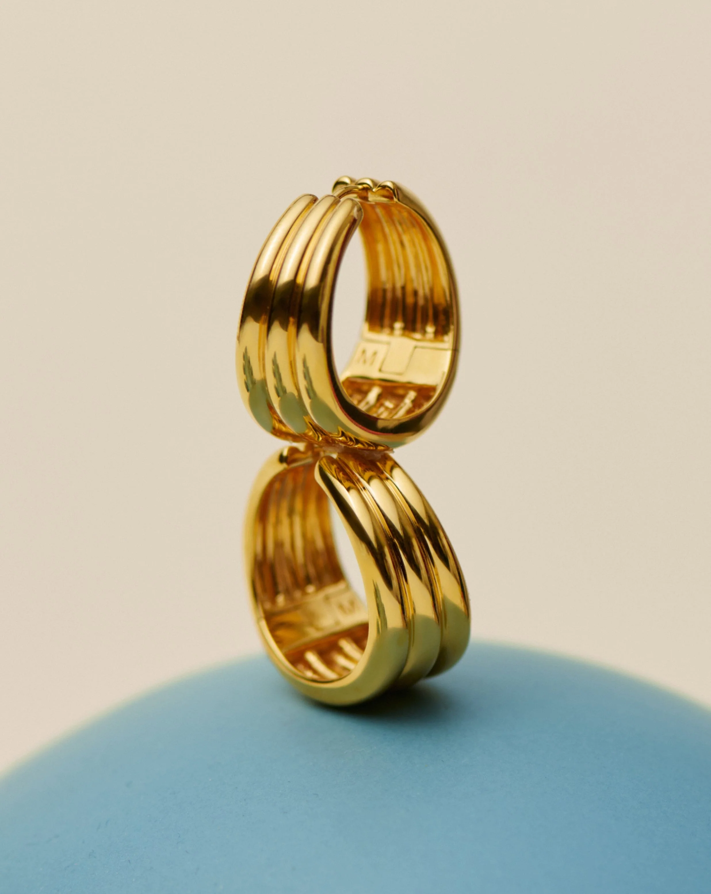 Savi Triple Ridge Hoop Earrings | 18ct Gold Vermeil - Image 4