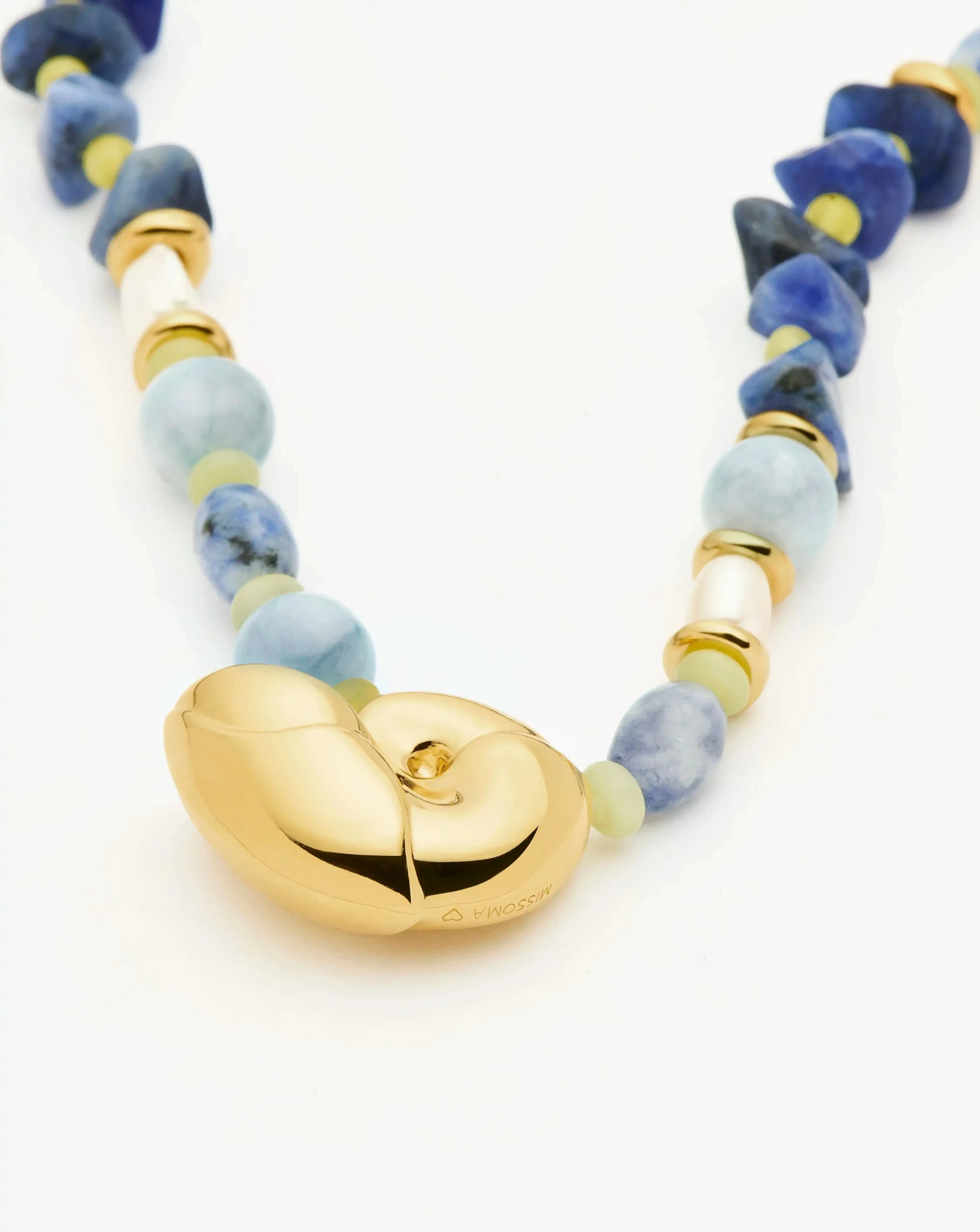 Shell Statement Multi Beaded Necklace | 18ct Gold Plated/Multi Gemstone - Image 4