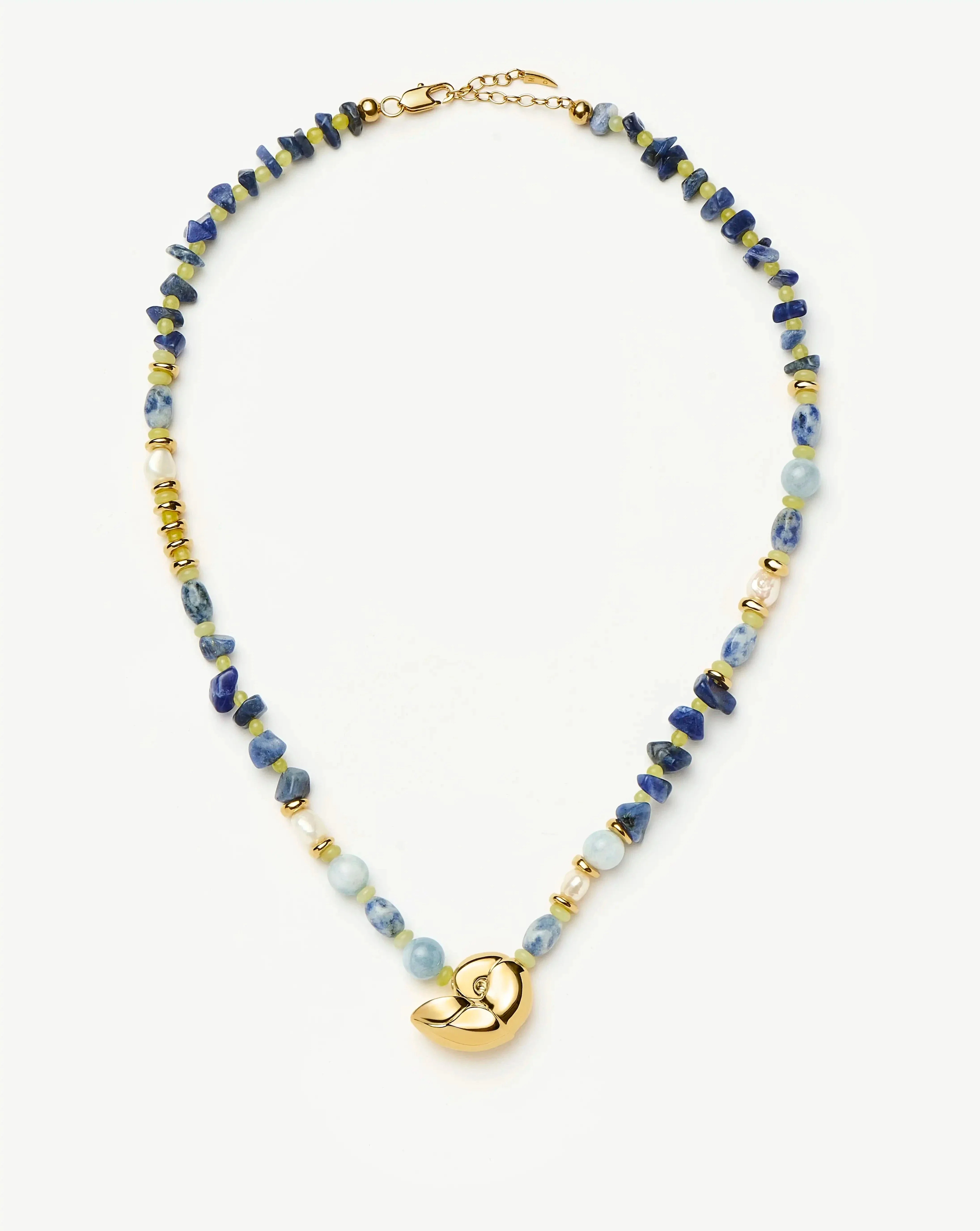 Shell Statement Multi Beaded Necklace | 18ct Gold Plated/Multi Gemstone - Image 5