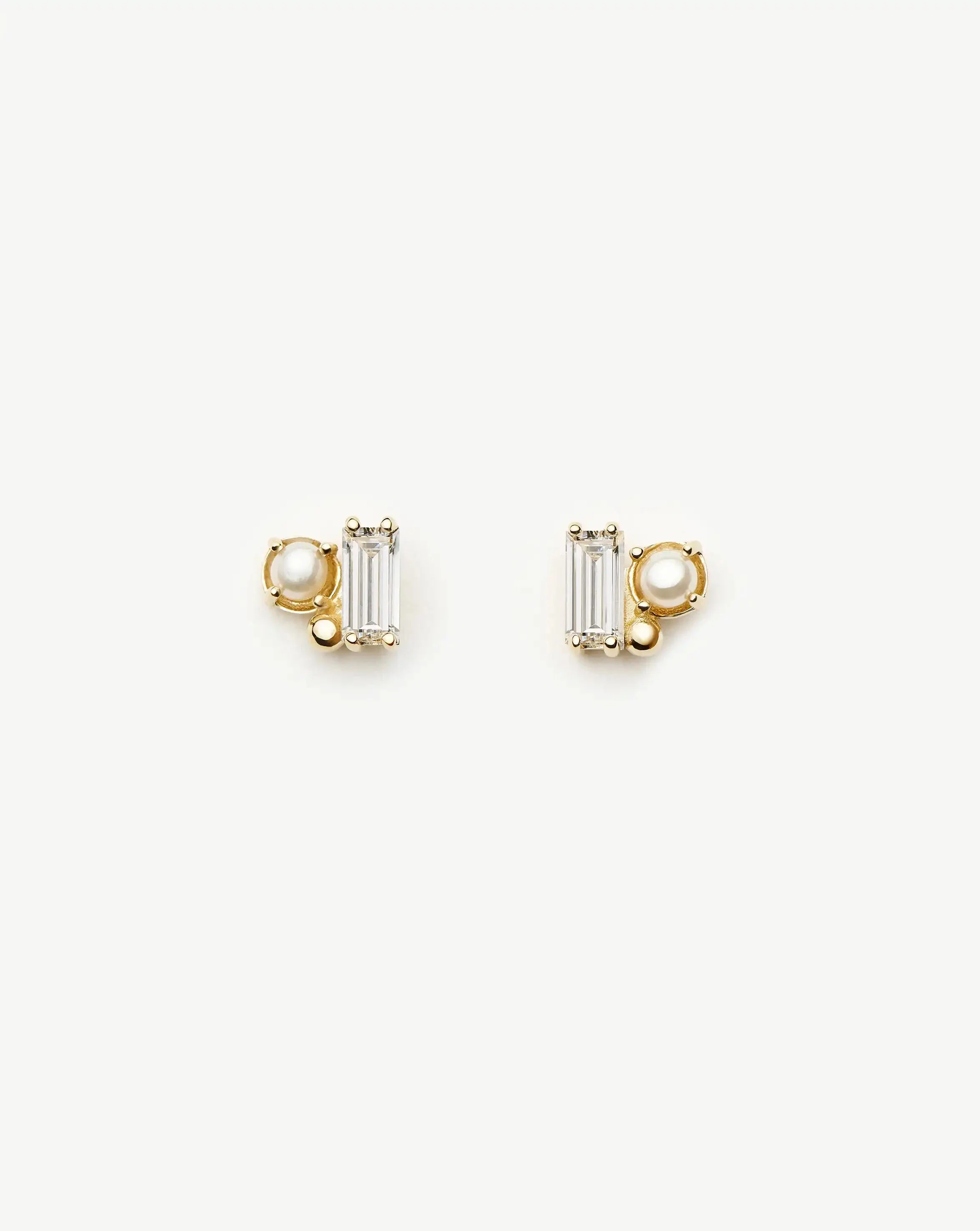 Solid Gold Diamond Pearl Stud Earrings | 14ct Solid Gold/Pearl