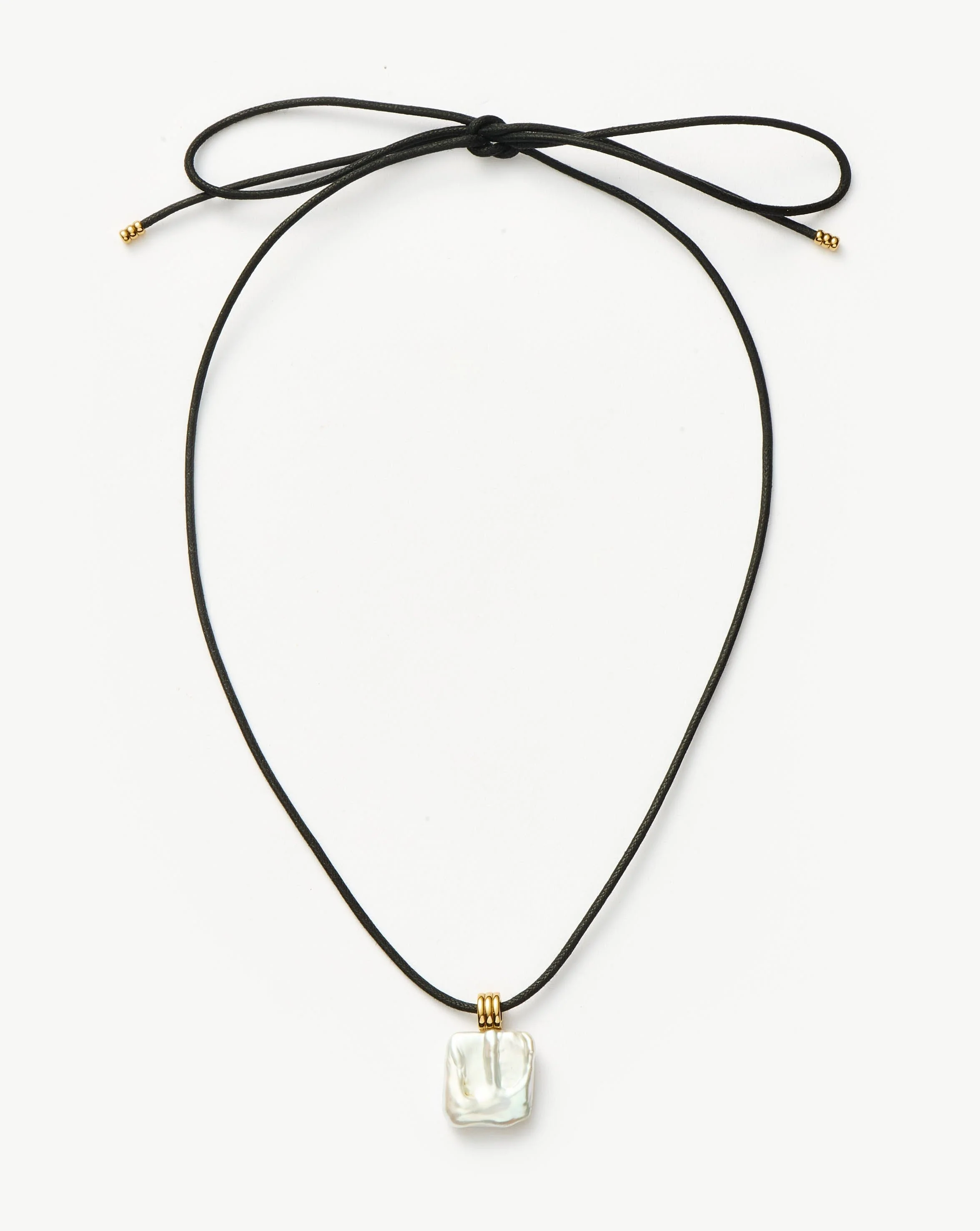 Square Pearl Pendant Cord Necklace | 18ct Gold Vermeil/Pearl - Image 4