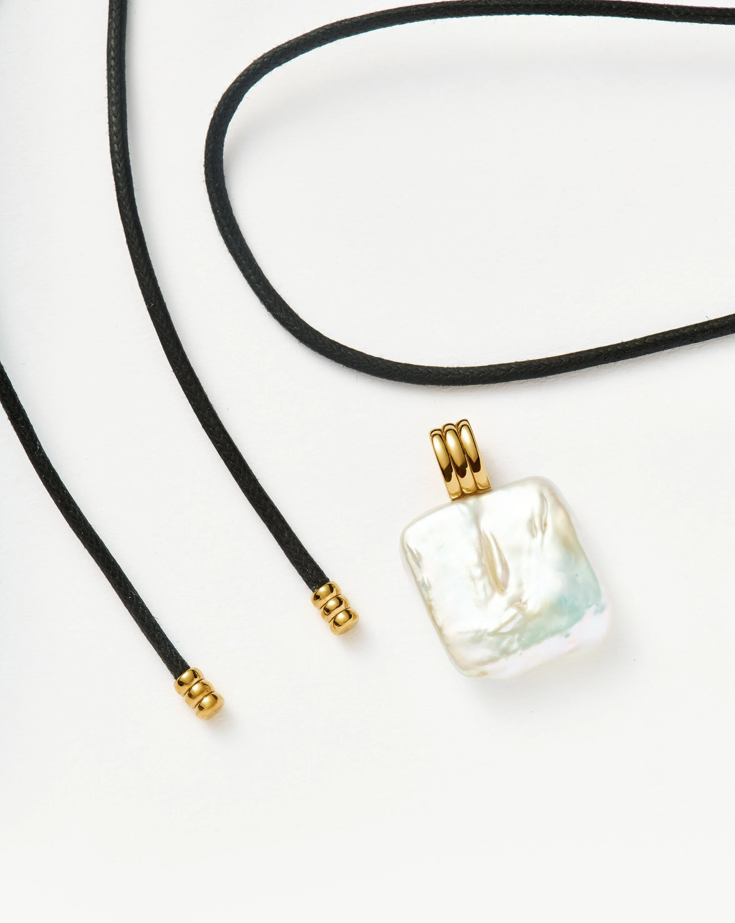 Square Pearl Pendant Cord Necklace | 18ct Gold Vermeil/Pearl - Image 6