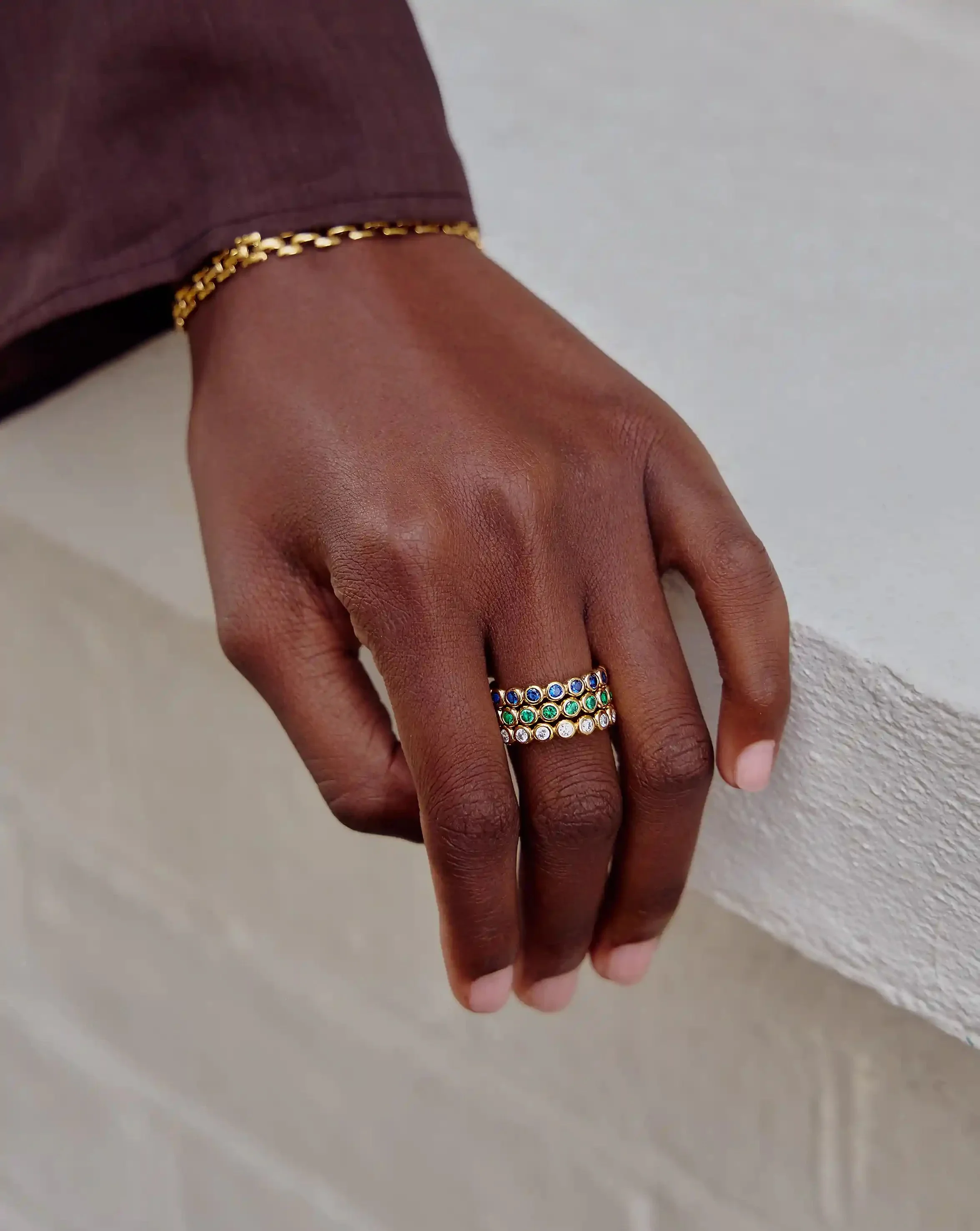 Tennis Eternity Stacking Ring | Sterling Silver/Sapphire Blue Nano-crystal - Image 3