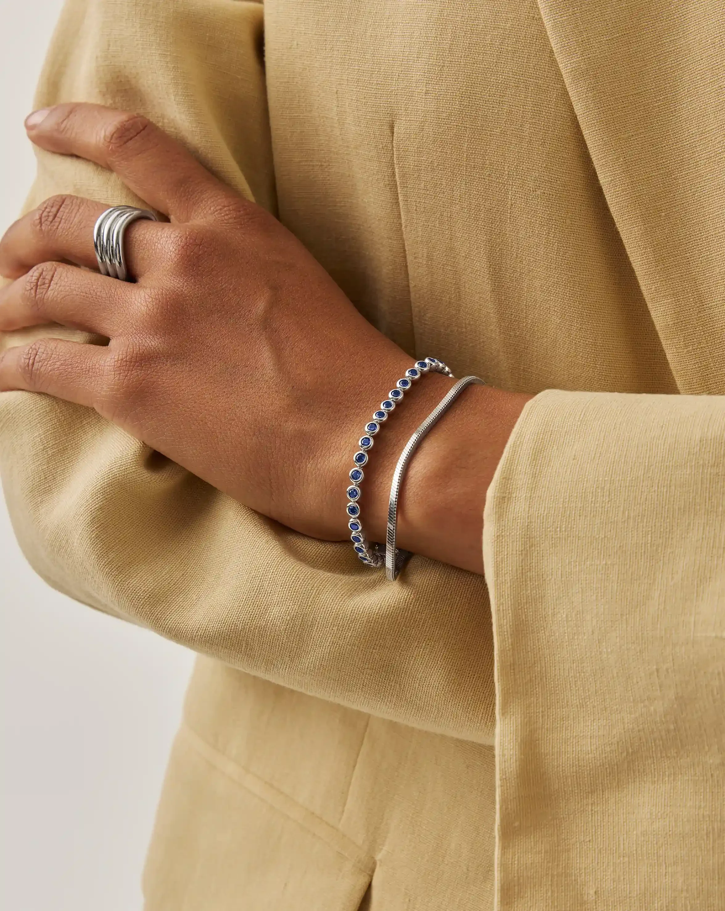 Tennis Round Bracelet | Sterling Silver/Sapphire Blue Nano-crystal - Image 3