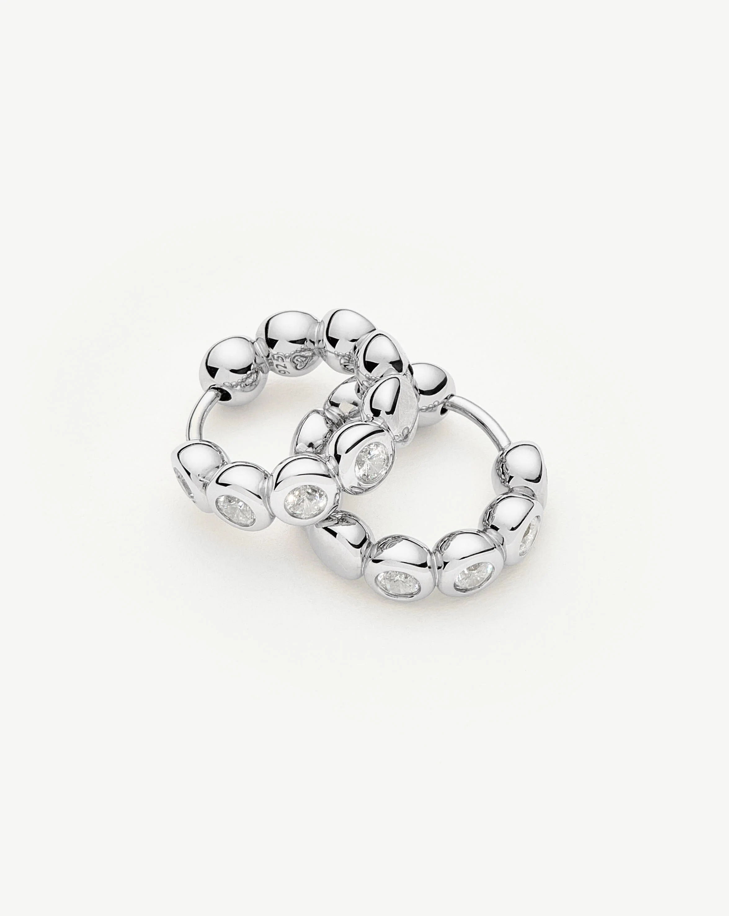 Tennis Small Hoop Earrings| Sterling Silver Cubic Zirconia - Image 4