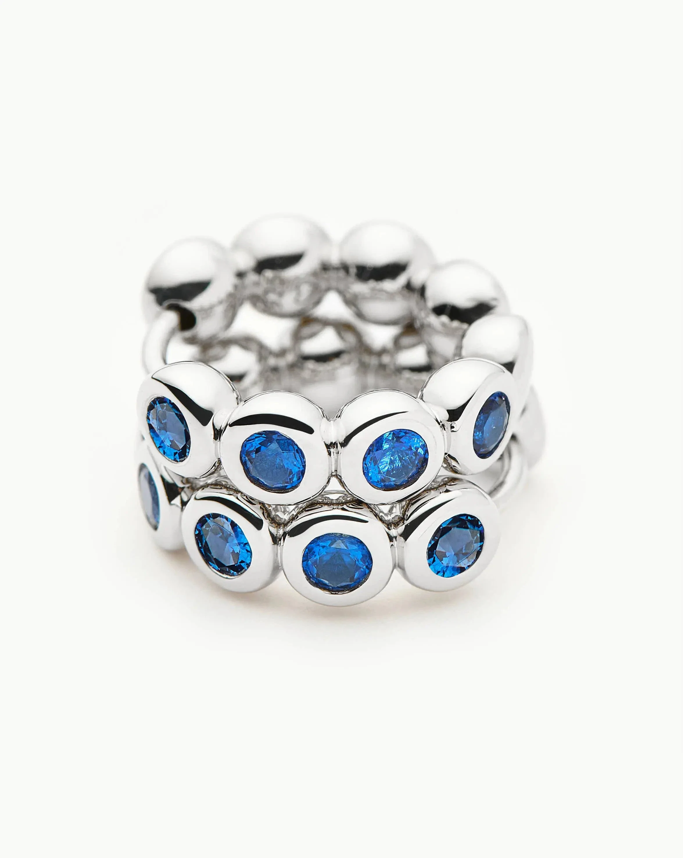Tennis Small Hoop Earrings | Sterling Silver/Sapphire Blue Nano-crystal - Image 5