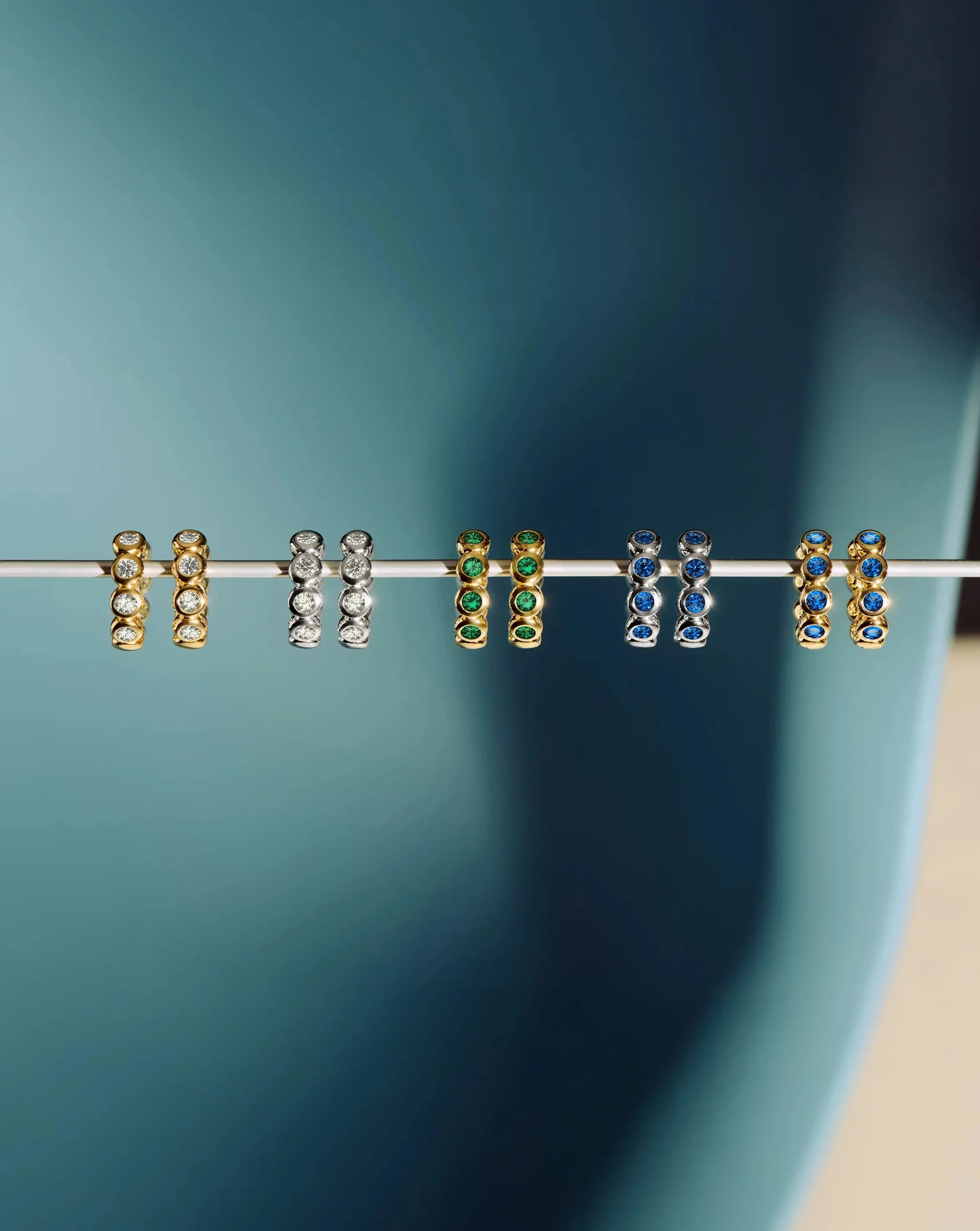 Tennis Small Hoop Earrings | Sterling Silver/Sapphire Blue Nano-crystal - Image 6