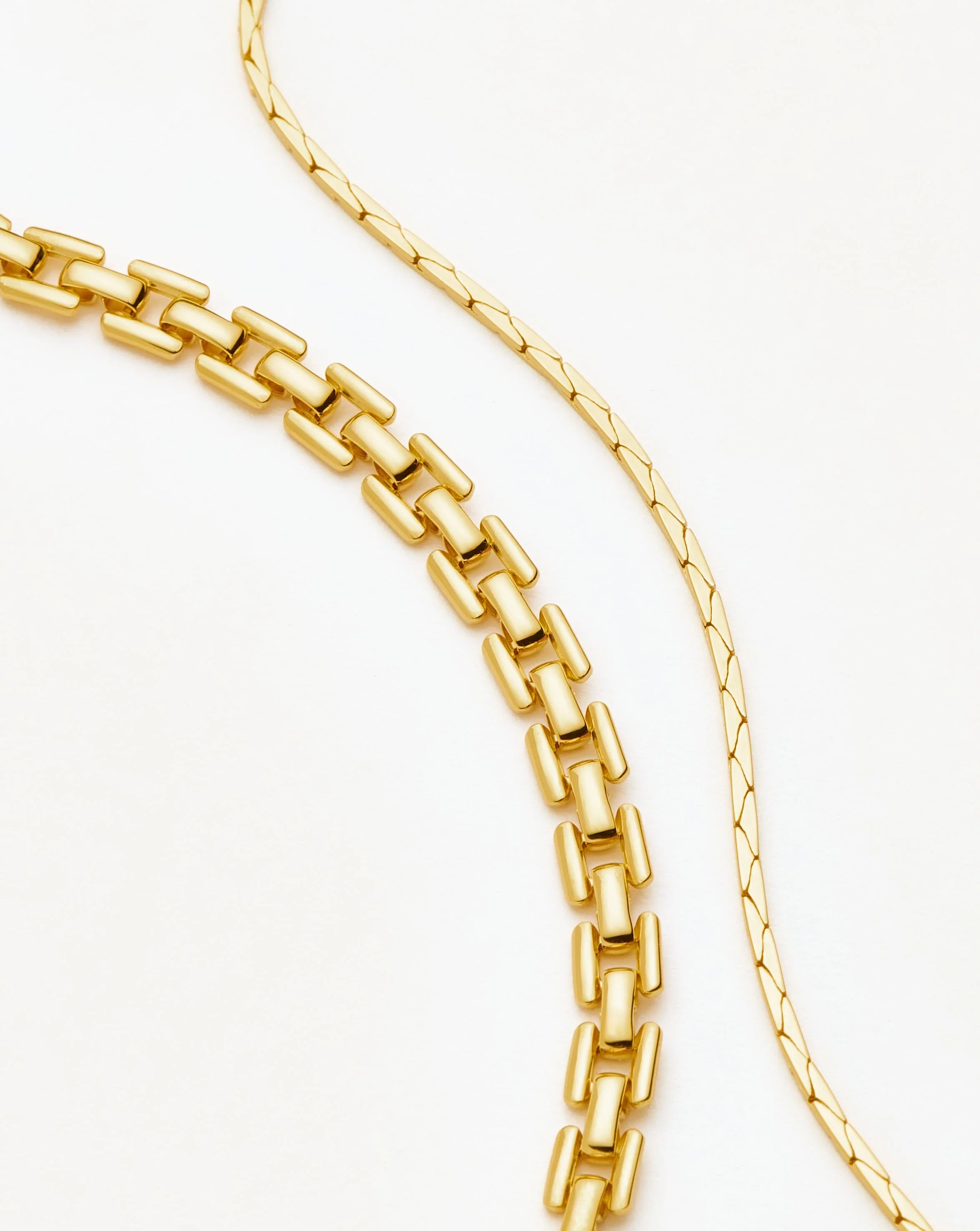 Timepiece & Cobra Snake Chain Bracelet Set | 18ct Gold Plated - Image 4
